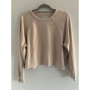 Aerie Crewneck Womens Size Medium‎ Tan Cropped Sweatshirt Oversized Cozy